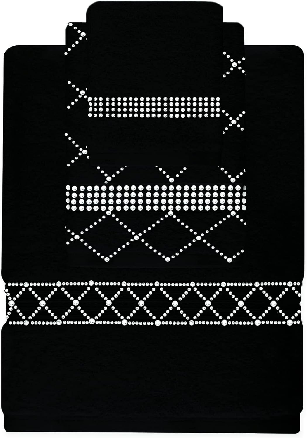 Rhinestone 3 Piece Towel Set with X