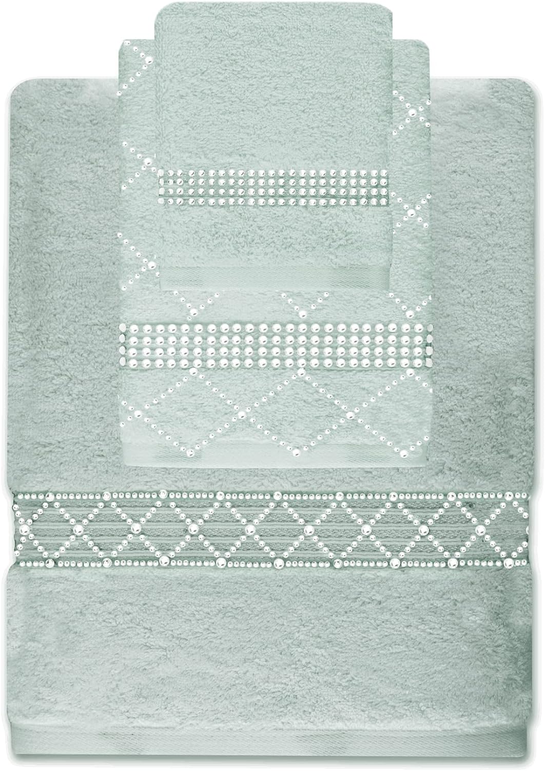 Rhinestone 3 Piece Towel Set with X