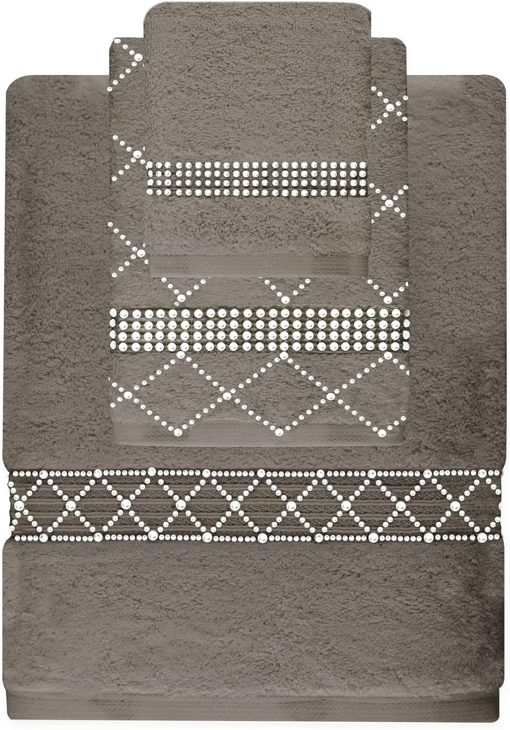 Rhinestone 3 Piece Towel Set with X