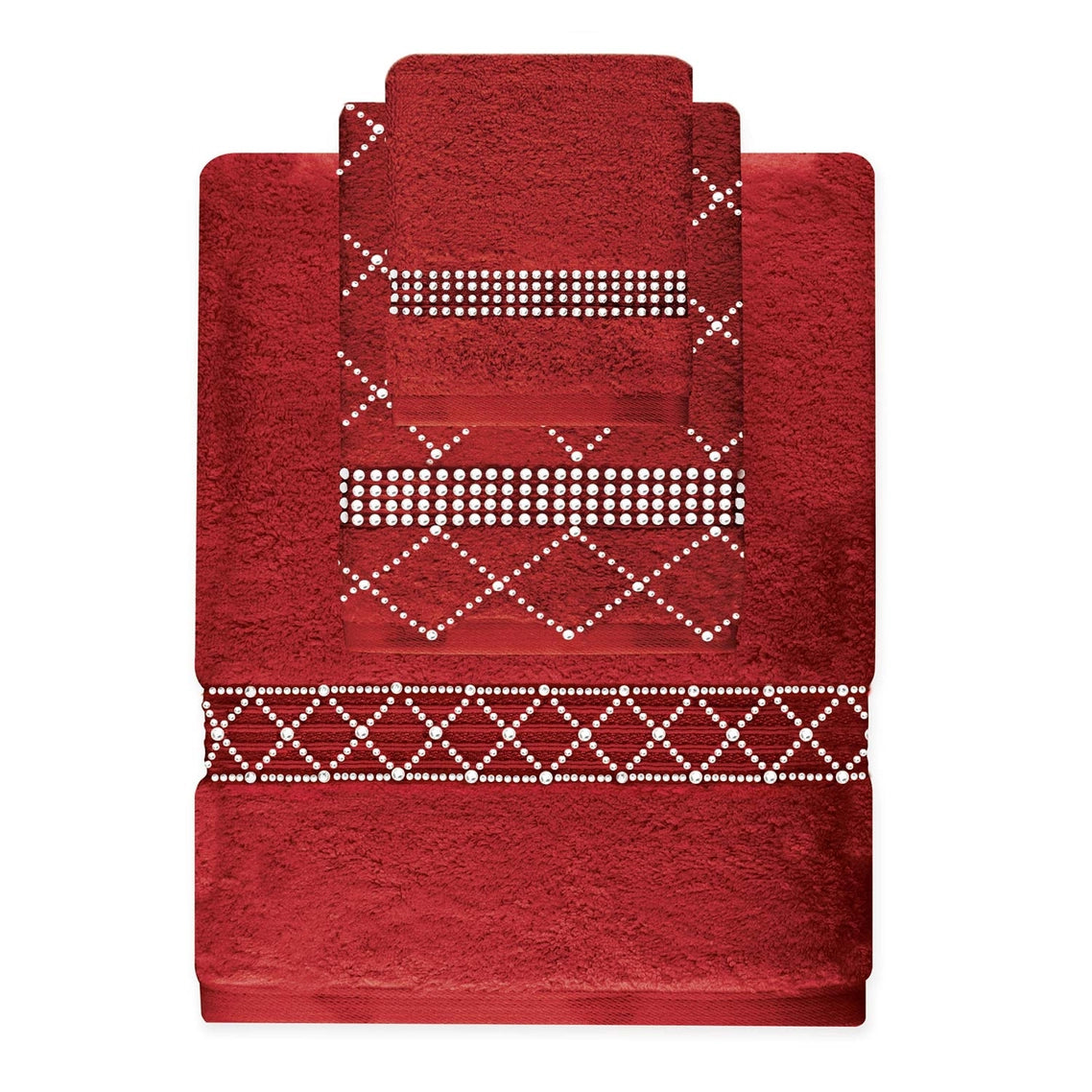 Rhinestone 3 Piece Towel Set with X