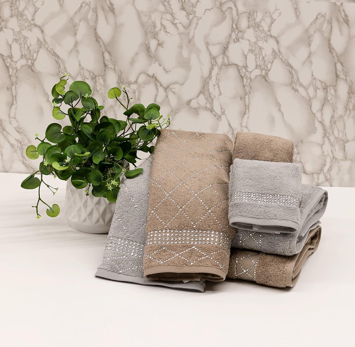 Rhinestone 3 Piece Towel Set with X