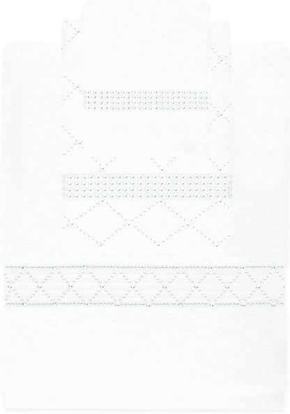 Rhinestone 3 Piece Towel Set with X