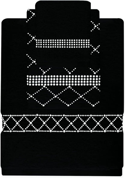 Rhinestone 3 Piece Towel Set with X