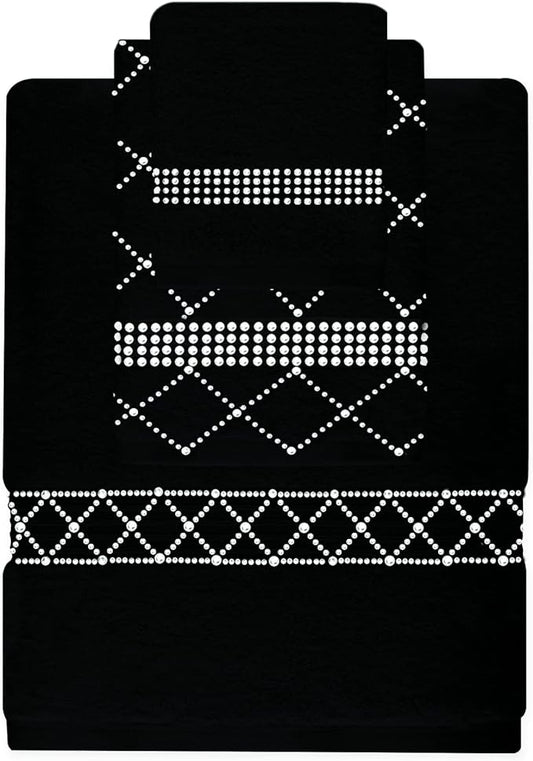 Rhinestone 3 Piece Towel Set with X