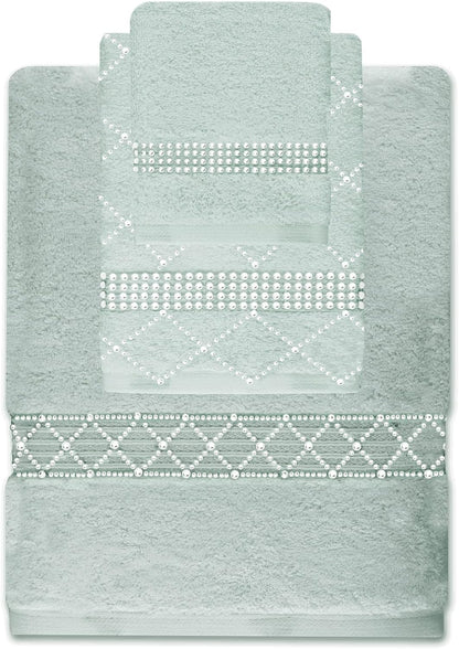 Rhinestone 3 Piece Towel Set with X