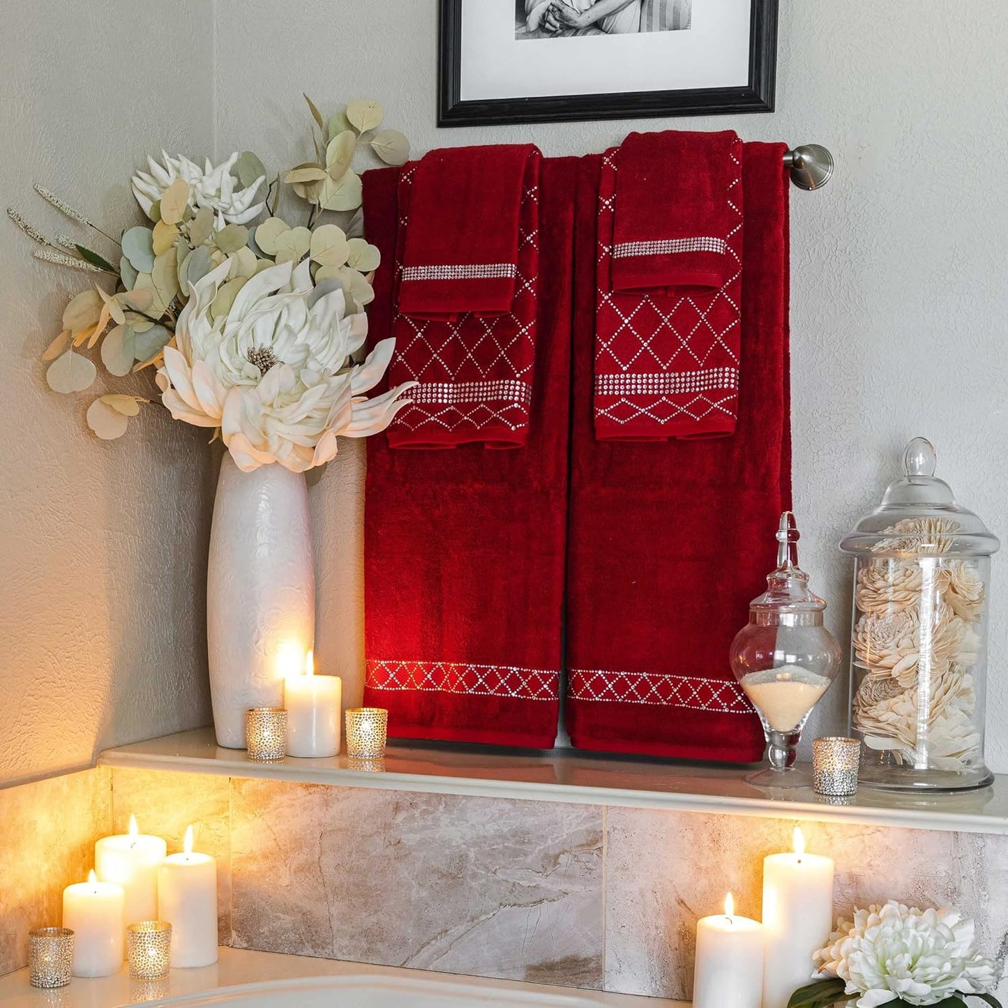 Rhinestone 3 Piece Towel Set with X