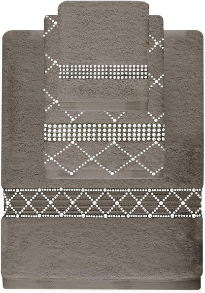 Rhinestone 3 Piece Towel Set with X