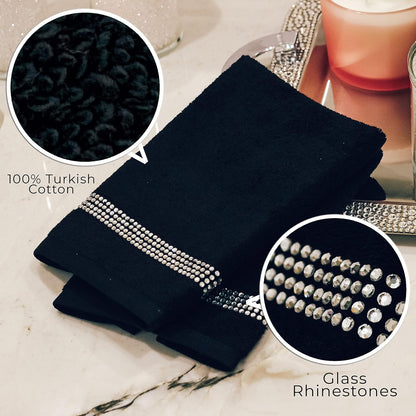 Rhinestone 3 Piece Towel Set with X