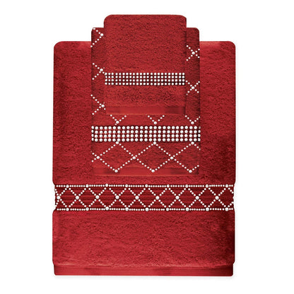 Rhinestone 3 Piece Towel Set with X
