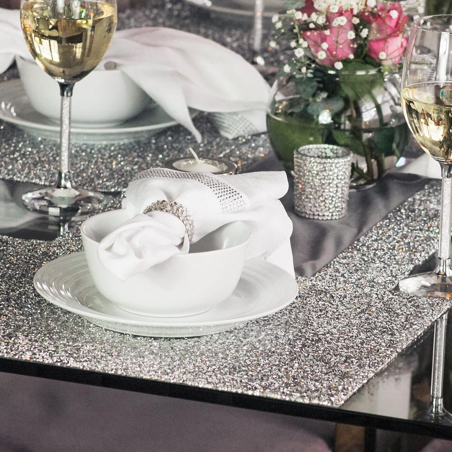 Luminous Rectangle Rhinestone Placemat