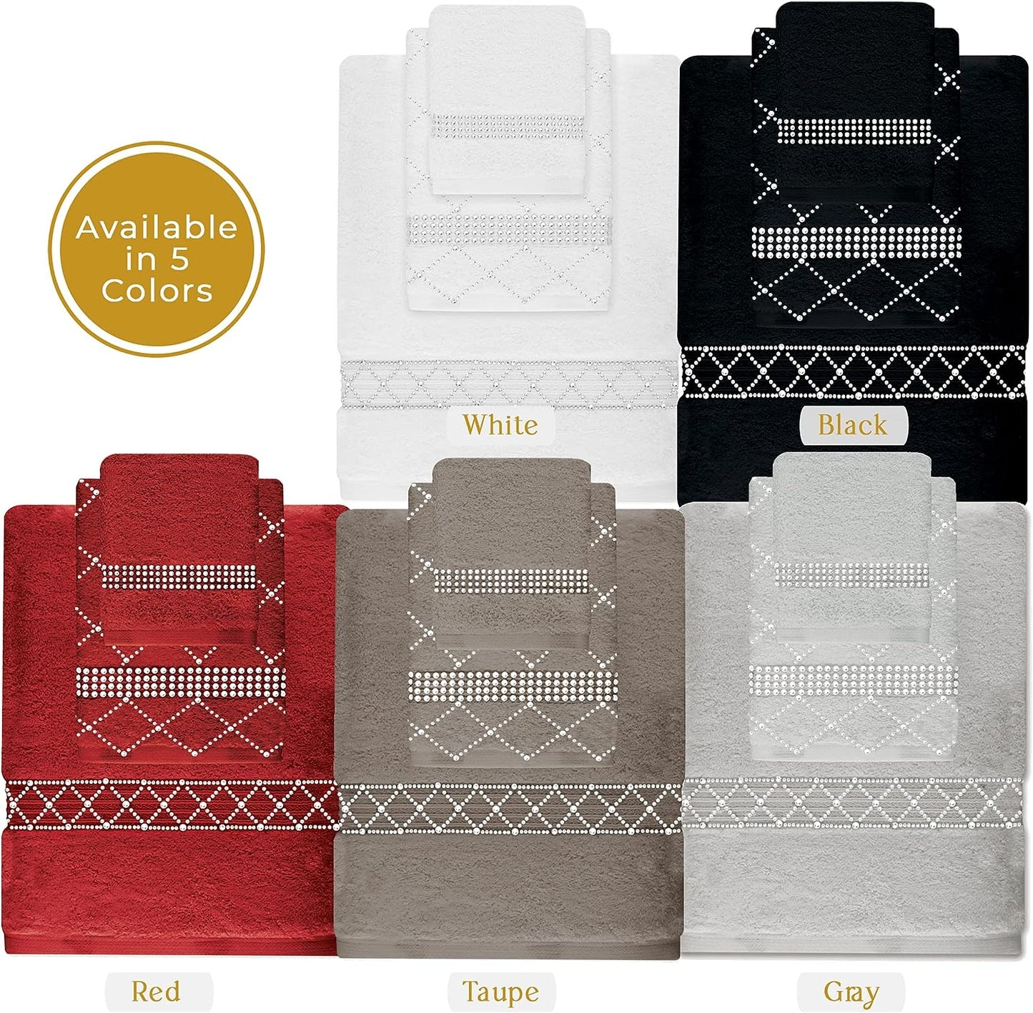 Rhinestone 3 Piece Towel Set with X