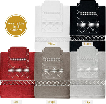 Rhinestone 3 Piece Towel Set with X