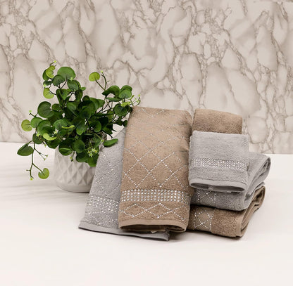 Rhinestone 3 Piece Towel Set with X