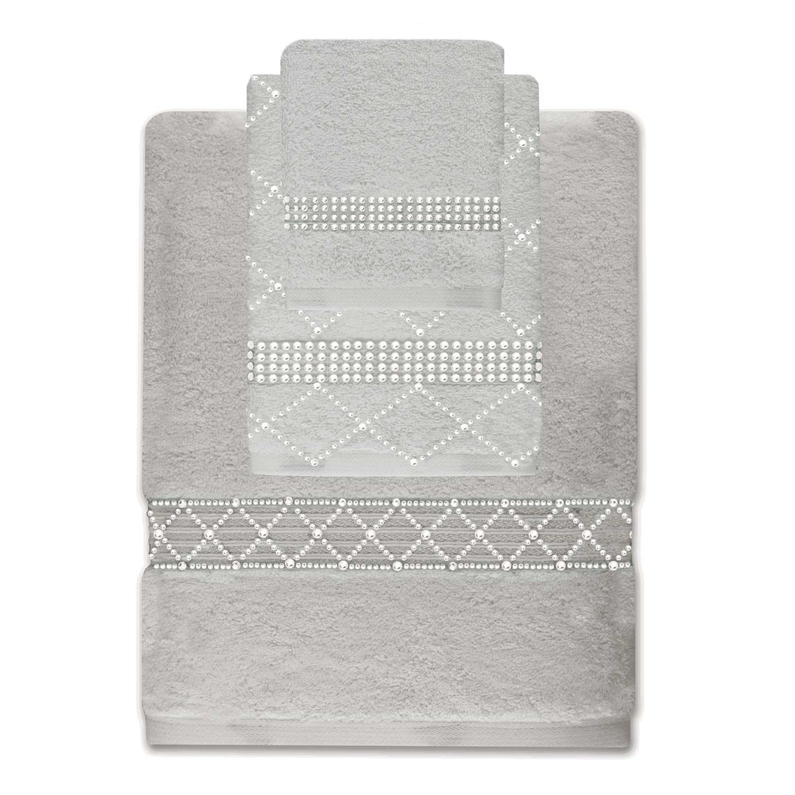 Rhinestone 3 Piece Towel Set with X