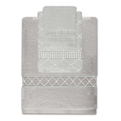 Rhinestone 3 Piece Towel Set with X
